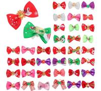 DIYEAH Lazos de Pelo para Mascota de Navidad 50 Unidades Accesorios Navideños para Perros y Gatos Lazos con Goma Elástica Colores Surtidos Decoración Festiva para Cuidado y Estilo de