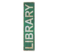 DIYEAH Letrero Metálico Vintage Para Biblioteca 30x20 Cm Para Decoración De Interiores y Exteriores, Placa De Hojalata Resistente Al Agua Arte Mural Literario y Letreros Decorativos De Libros