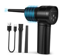 DIYEAH Limpiador de Aire Comprimido Eléctrico Boquillas Intercambiables, Batería Recargable y Flujo de Aire Potente para Teclados, Persianas y Limpieza en Coches