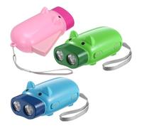 DIYEAH Linterna de Mano Pequeña y Portátil Diseño de Cerdo, Linterna Eléctrica de Presión Manual, Luz Compacta, Kit de 3 Piezas, Adecuado para Emergencias y Uso en Color Color Aleatorio
