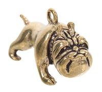 DIYEAH llavero bulldog anillos amuleto de llave cuelgan dijes de animales colgante de bulldog de latón vintage accesorio colgante de bulldog de latón retro llavero encantos a granel Brown