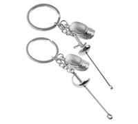 DIYEAH Llavero Creativo de Esgrima con Espada y Sable, Recuerdo Deportivo | Metal Plata, Diseño Exquisito y Ligero, para Llaves del Coche, Bolso y Mochila, Obsequio de Club