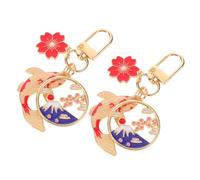 DIYEAH Llavero Japonés 2 Piezas de Aleación de Zinc Diseño Artístico de Flor de Cerezo y Koi Decorativo y Versátil para Mochila o Bolso