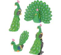 DIYEAH Mini Estatuas de Pavo Real de Resina en Miniatura 4piezas Ligeras y Realistas para Decoración Micro Paisaje y Jardín Detalles Verdes Varios Estilos