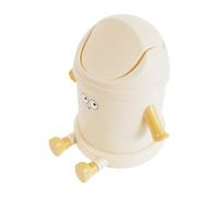 DIYEAH Mini Papelera de Escritorio Portátil de Plástico Color Crema con Diseño Sonriente, Cubo Pequeño para Oficina, Dormitorio y Cocina, Bote de Basura Decorativo para Limpieza de Mesa