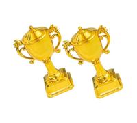 DIYEAH Mini Trofeos Dorados para Tartas 2 Piezas, Decoraciones Infantiles para Cumpleaños y Fiestas Deportivas, Adornos Temáticos Reutilizables para Pasteles y Premios Ganadores