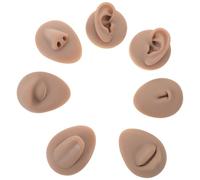 DIYEAH Modelos de Práctica de Tatuaje en Silicona 7 Piezas Color Marrón para Entrenamiento de Piercing y Maquillaje, Partes Realistas para Nariz, Labios, Lengua, Oreja, Ojo