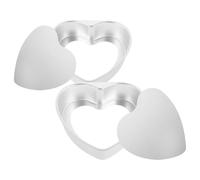 DIYEAH Molde para Pasteles de Aluminio con Forma de Corazón, 18 Cm, Juego de 2 Unidades, con Base Extraíble y Borde Ancho, Adecuado para Hornear Mini Pasteles, Tartas y Brownies en Horno