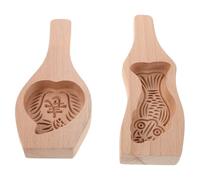 DIYEAH Molde para Pasteles de Luna de Madera Tradicional Chino 2 Unidades con Mango Ergonómico Diseño Tallado de Carpa y Melocotón Prensa Manual para Repostería del Festival del Medio