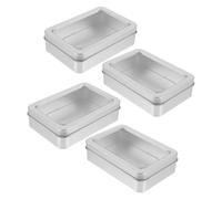 DIYEAH Organizador de Dados Caja de Hojalata de Hierro Estuche de Almacenamiento de Dados Caja de Manualidades de con Ventana Completa de 4 Piezas