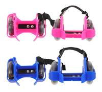 DIYEAH Patines Ajustables Ruedas Luminosas de PVC, Zapato de Patinaje Cómodo en Dos Pares (Azul y Rosa), Ideales para Entrenamiento y Actividades al Aire Libre