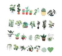 DIYEAH Pegatinas Verdes Maceta para Equipaje y Estuche De Viaje Impermeables De PVC, 50 Unidades, Calcomanías Divertidas De Plantas para Decoración Portátil y Bicicleta, Resistentes Al Agua