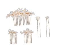 DIYEAH Peine Lateral de Perla 5 Piezas para Novia, Conjunto de Horquillas y Peines Dorados, Accesorio de Cabello Elegante para Bodas, Fiestas y Eventos Obsequios