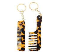 DIYEAH Peine Llavero de Acetato con Estampado de Leopardo, Mini Peine Portátil de Dientes Anchos 2 Piezas, Compacto y Práctico para Viaje y Cuidado del Cabello en Bolsillo