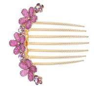 DIYEAH Peineta Lateral Morada Gemas de Imitación, Horquillas Deslizantes para Novia y Dama de Honor, Accesorio de Cabello Elegante para Bodas y Fiestas