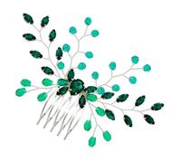 DIYEAH Peineta Lateral para Cabello de Boda Cristal Verde, Peineta de Gemas de Imitación Ligera, Accesorio para Mujer y Niña, Tocado Elegante para Ceremonia y Eventos Formales