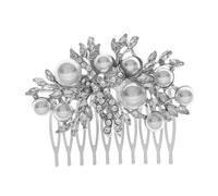 DIYEAH Peineta Nupcial Gemas de Imitación y Perlas, Accesorio para Cabello de Boda Elegante para Novia y Dama de Honor