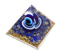 DIYEAH Pirámide Pequeña de Lapislázuli Azul Ojo Demoníaco Adorno Piramidal Artesanal para Decoración del Hogar y Oficina Escultura Decorativa de Piedra Natural