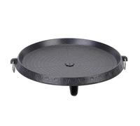 DIYEAH Plato de Barbacoa Antiadherente Redondo, Hierro, Negro, Ligero, Distribución Uniforme del Calor, para Barbacoa de Jardín y Cocina a Gas, Parrilla para Interior y Exterior