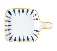 DIYEAH Plato de Cerámica para Horno y Microondas Apto para Ensaladas y Postres Diseño Estilo Nórdico Acabado de Madera Plato Resistente y Multifuncional para Uso en Hogar y