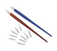 DIYEAH Plumas de Caligrafía para Arte y Dibujo con Mango de Madera y Plumillas Intercambiables, 2 Conjuntos para Ilustraciones de Cómic y Aplicación Flexible de Tinta