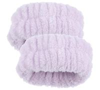 DIYEAH Pulseras Absorbentes de Spa para Lavado Facial y Yoga, Set 2 Piezas de Franela Suave Color Morado, Muñequeras Flexibles para Absorber Sudor y Agua, Accesorio Práctico para Cuidado