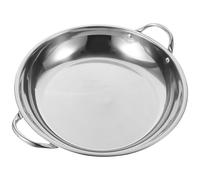 DIYEAH Sartén de Acero Inoxidable Anti-escaldaduras 26 Cm Asas Dobles, Wok para Cocinar al Aire Libre y Camping, Utensilio de Cocina para Estufa de Gas y Eléctrica