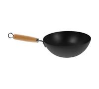 DIYEAH Sartén Wok Pequeño de Hierro Forjado para Cocina de Gas y Leña Mango Ergonómico y Diseño Tradicional para Uso Doméstico