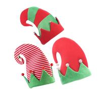 DIYEAH Sombreros de Navidad No Tejidos 3 Piezas Campanas, Colores Rojo, Patchwork y Rayas para Fiestas Navideñas y Accesorios para Fotos Festivas