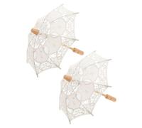 DIYEAH Sombrilla de Encaje para Novia 2 Unidades Parasol Nupcial de Algodón Bordado Color Beige Crema Radio 15 CM Accesorio para Fotos de Boda y Estudio Fotográfico