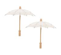 DIYEAH Sombrillas de Encaje para Boda 2 Piezas Parasol Nupcial Blanco de Algodón Bordado Radio 15 CM Accesorio para Fotografía y Fiesta Vintage