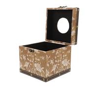 DIYEAH Soporte para Caja de Pañuelos en Forma de Cubo de Madera Estampado Retro, Dispensador Decorativo para Baño y Hogar, Porta Pañuelos Práctico y Elegante para Oficina y Coche