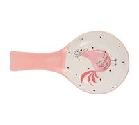 DIYEAH Soporte para Cucharas de Cerámica Rosa, Estante Compacto para Utensilios de Cocina, Reposacucharas Esquinas Redondeadas para Mantener Encimera Limpia y Ordenada