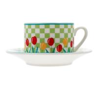 DIYEAH Tazas de Café y Diseño Clásico Juego de 2 con Platillo de Cerámica Vintage Mango Ergonómico para Tardes de Té y Fiestas