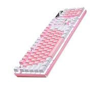 DIYEAH Teclado para Juegos USB De Tamaño Completo 104 Teclas Retroiluminadas RGB, Diseño Blanco y Rosa, Alta Resistencia y Tacto Mecánico Ergonómico para Gamers