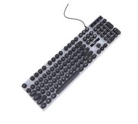DIYEAH Teclado USB Cable Negro, Teclas Redondas Retroiluminadas, Teclado de Computadora Compacto para Juegos y Oficina, Portátil para Ordenador y Tabletas, Diseño Creativo y Práctico