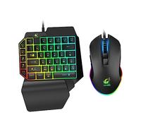 DIYEAH Teclado y Ratón Gaming Retroiluminados de Mano Izquierda Conjunto de Teclado de Juego para Pc Diseño Ergonómico para Casa y Dormitorio