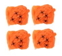 DIYEAH Telaraña Artificial Extensible para Halloween Decoración Interior y Exterior con Arañas de Naranja Terrorífico para Fiesta y Hogar