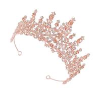 DIYEAH Tiara de Boda para Mujer de Fiesta Gemas de Imitación, Tocado Real en Rosa Dorado y Melocotón, Accesorio Elegante para Novias y Madrinas, Complemento Nupcial para Celebraciones