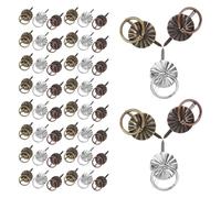 DIYEAH Tiradores de Cajón Miniatura de Hierro Estilo Vintage, 60 Piezas en Acabado Bronce Antiguo Azul, Bronce Antiguo Rojo y Plateado, Anillas Retro para Muebles, Ideales