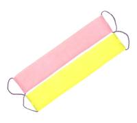 DIYEAH Toallas Exfoliantes para Baño 2 Piezas Asa, Depurador Corporal para Ducha, Tamaño Medio, Colores Rosa y Amarillo, para Exfoliar y Lavar la Espalda, Uso Unisex para Cuidado