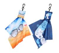 DIYEAH Toallitas Limpiadoras de Gafas Reutilizables con Gancho Colgante, Paños de Limpieza de Microfibra para Lentes y Pantallas Electrónicas, Paquete de 2 Piezas