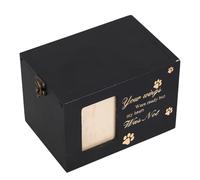 DIYEAH Urna para Mascotas de Madera Negra con Pestillo y Marco de Fotos, Caja para Cenizas de Perros y Gatos, Urna Conmemorativa para Cremación, Recuerdo Memorial para Uso Doméstico