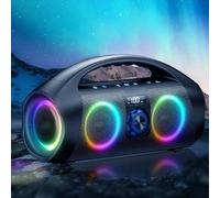 Diyeeni Altavoz Bluetooth F29, 120 W de Graves Potentes con Luz RGB, Resistente Al Agua IPX7, Altavoz Portátil para Fiestas, Camping, Playa y Exteriores con Puerto USB y AUX.