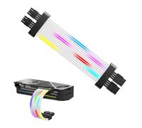 Diyeeni Cable de Extensión ARGB para GPU y Fuente de Alimentación, Tira de Luz de Silicona con 120 LED para Tarjetas Gráficas de 2x8 Pines, con Efecto Meteoro y Brillo (Controlador SK3 Blanco)