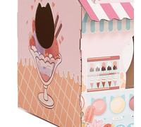 Diyeeni Casa de Cartón para Gatos, Casa de Juegos Portátil Duradera con Hierba Gatera para Gatos, Ligera para Uso en Interiores (de Hielo)