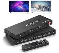 Diyeeni Conmutador 6x2, Multivisor 4K@60Hz 18Gbps con EDID, HDCP 2.2, HDR, para PC, Barra de Sonido (Enchufe de la UE)