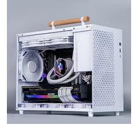 Diyeeni Estuche MATX para I9 13900 y RTX4090, Compatible con Alimentación ATX, 6 Ranuras SSD, Interfaz Enriquecida, Panel Lateral Transparente,de Madera, Estilo Simple