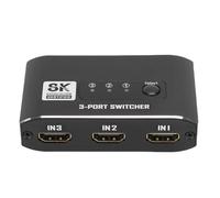 Diyeeni HDMI 2.1 Switcher 3 en 1 Out 8k@60Hz 4K@120Hz, 3 Puertos Selector de Conmutador HDMI con Cable de 80 Cm/31.5in para Consola de Juegos, DVD, Reproductor de Video