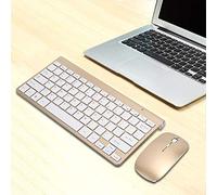 Diyeeni Juego de Teclado y Ratón Inalámbricos, Diseño Ergonómico Silencioso Ultrafino de 2,4G con Resolución óptica de 1200dpi para Negocios en Casa y Oficina (Gold)